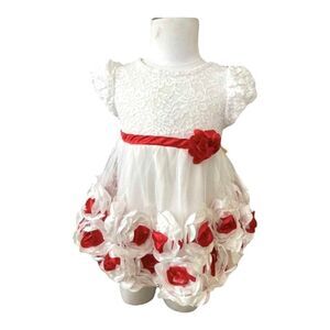 Baby Girls Nannette Baby Stunning Floral Embellished Valentines Dress - Sz 12 mo